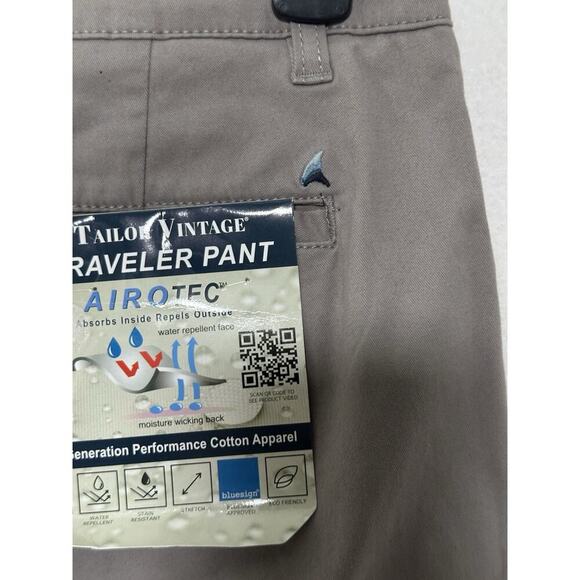 Tailor Vintage Mens Greenwich Slim fit Pants Gray Cotton Stretch Sz 33x32 NWT - Picture 9 of 10